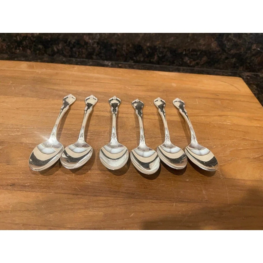 6 Silver-plated FREDERICKSBURG cereal spoons
